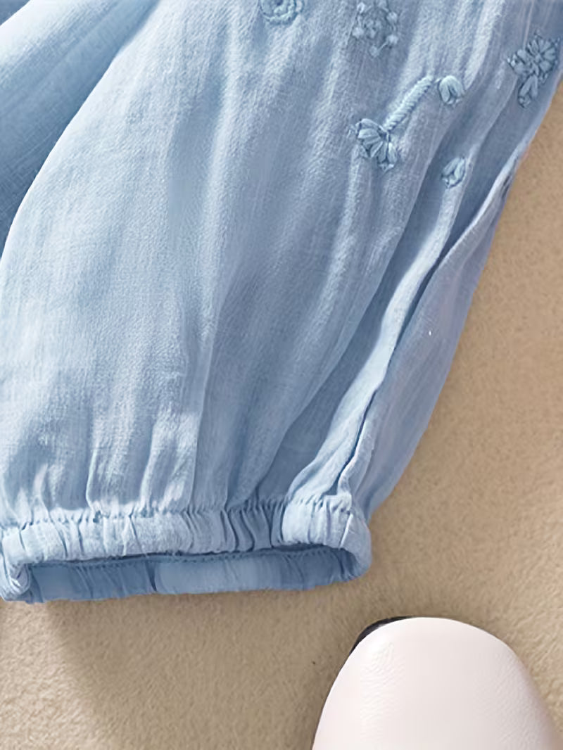Lily™ | Embroidered Blouse In Mixed Linen