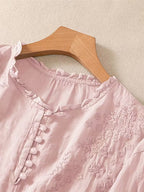 Lily™ | Embroidered Blouse In Mixed Linen