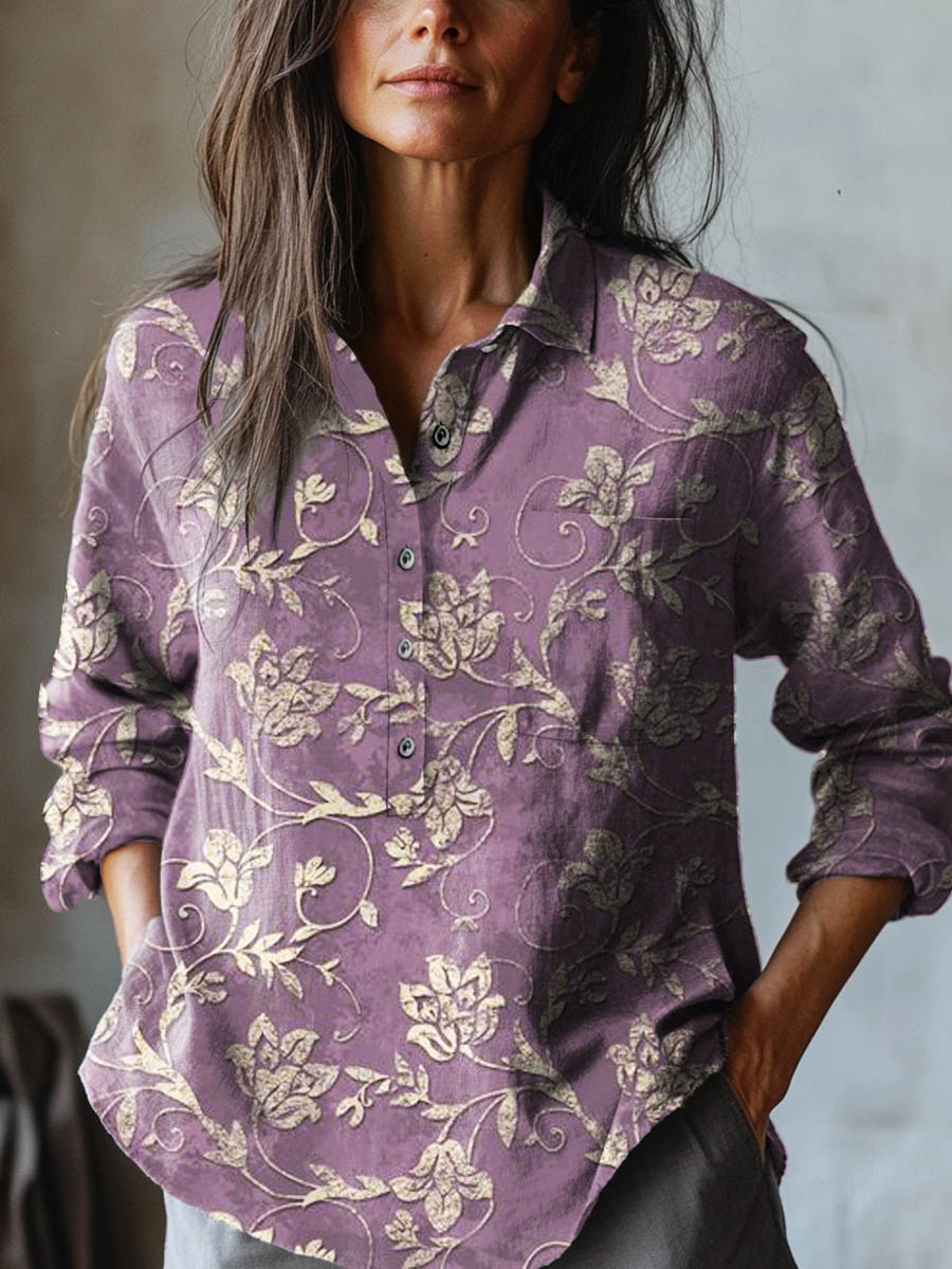 Isabella™ | Floral Embroidered Linen Shirt