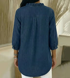 Jacqueline™ | Fluid Blouse With Ruffled V-Neck