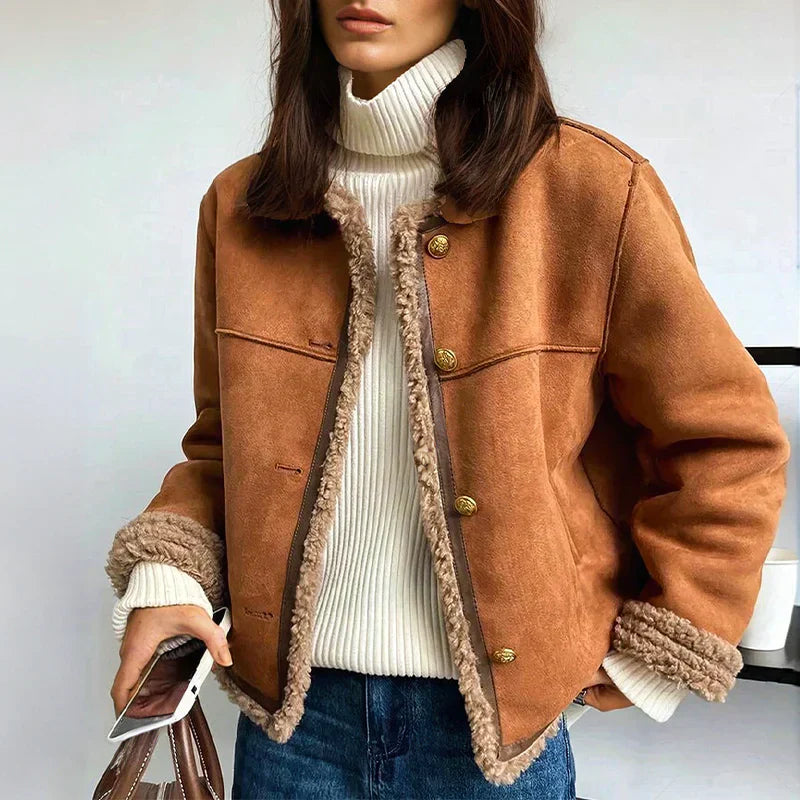 Rachel™ | Buttoned Sheepskin Jacket