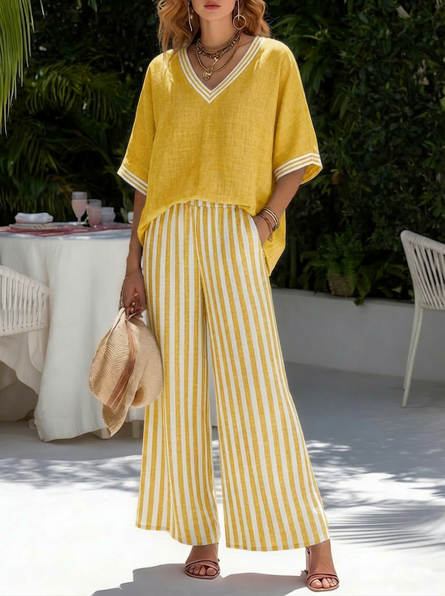Ellen™ | Striped Linen Duo Set