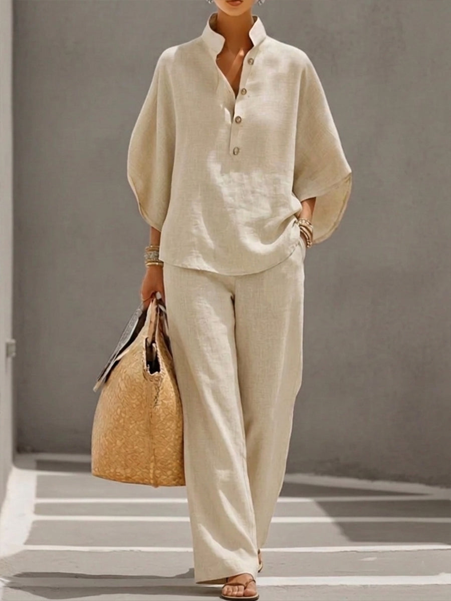 Hannah™ | Loose Fit Linen Cotton Two Piece Outfit