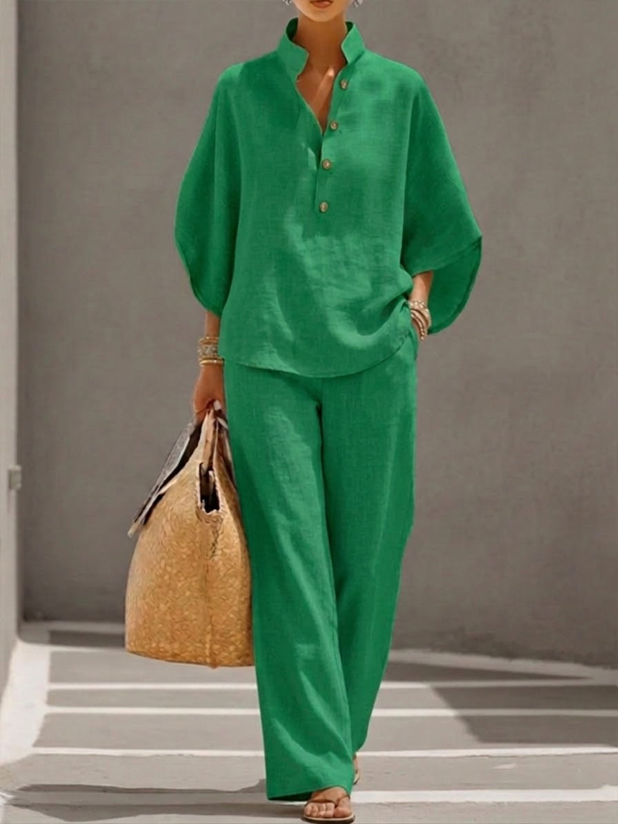 Hannah™ | Loose Fit Linen Cotton Two Piece Outfit