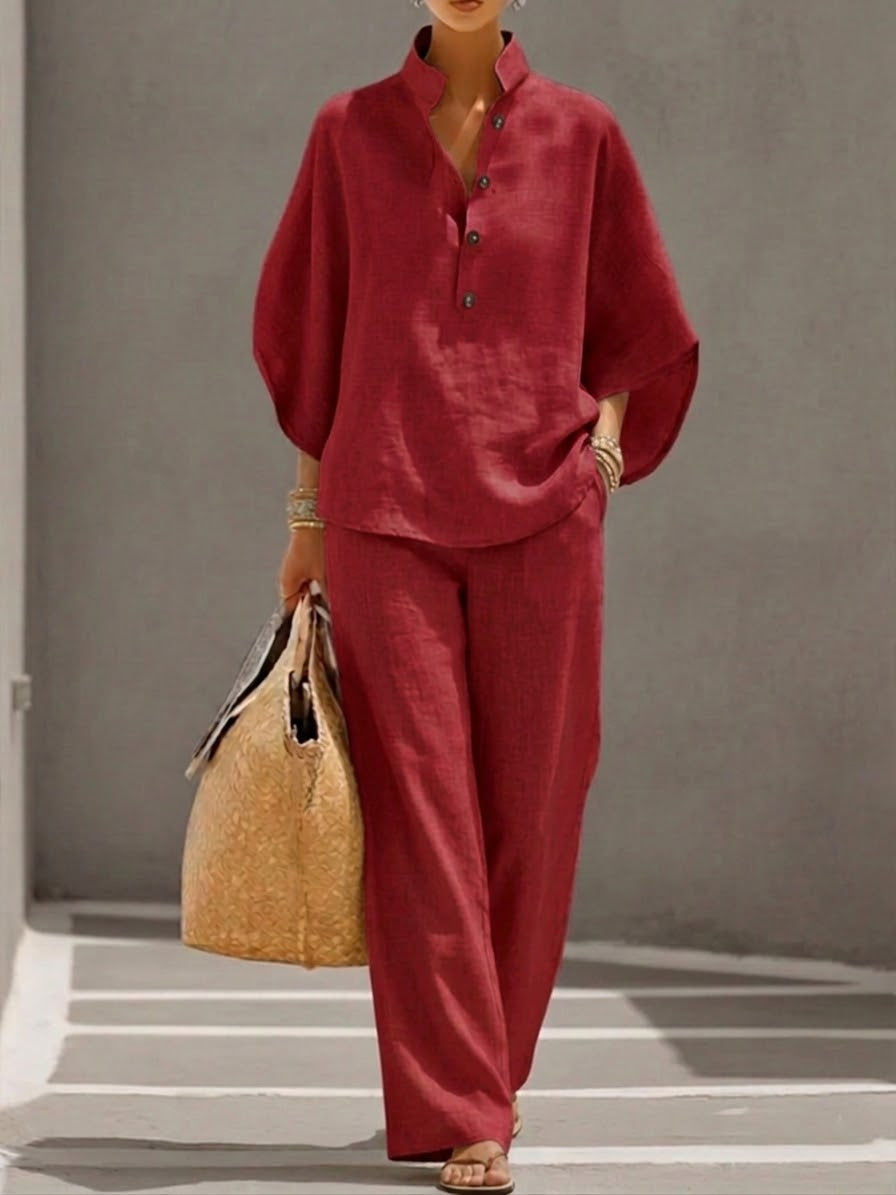 Hannah™ | Loose Fit Linen Cotton Two Piece Outfit