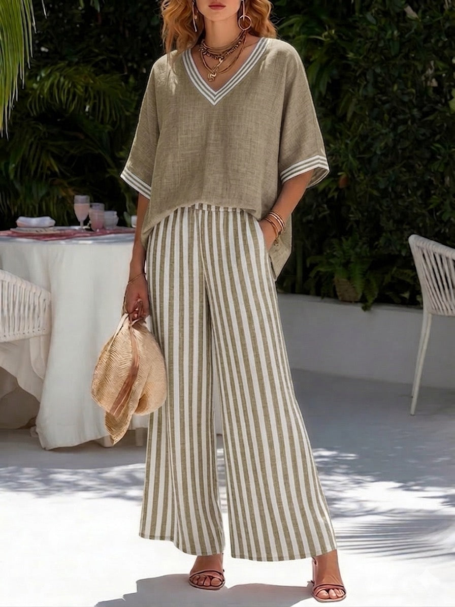 Ellen™ | Striped Linen Duo Set