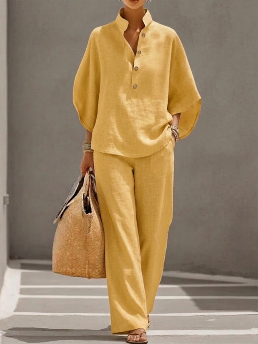 Hannah™ | Loose Fit Linen Cotton Two Piece Outfit