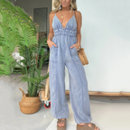 Mia™ | V-Neck Denim Overalls