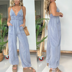 Mia™ | V-Neck Denim Overalls