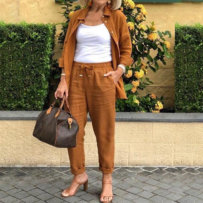 Zoe™ | Cotton And Linen Shirt And Pants Set