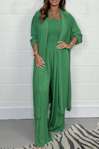 Lila™ | Halter Lace-Up Backless Set With Wide Leg Pants