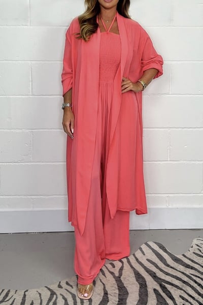 Lila™ | Halter Lace-Up Backless Set With Wide Leg Pants