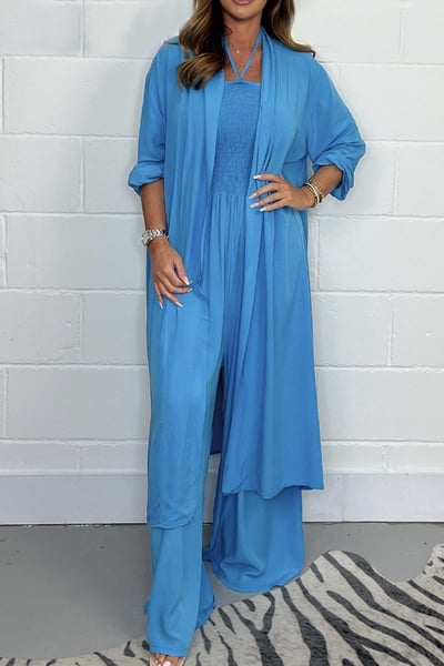Lila™ | Halter Lace-Up Backless Set With Wide Leg Pants