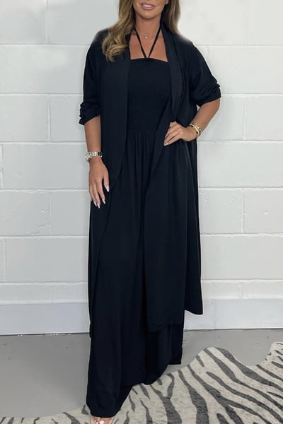 Lila™ | Halter Lace-Up Backless Set With Wide Leg Pants
