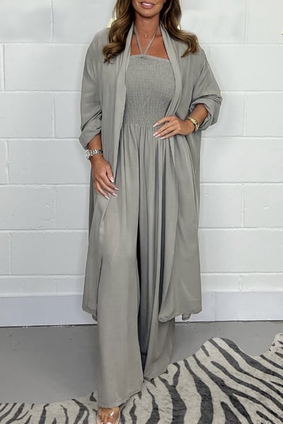 Lila™ | Halter Lace-Up Backless Set With Wide Leg Pants