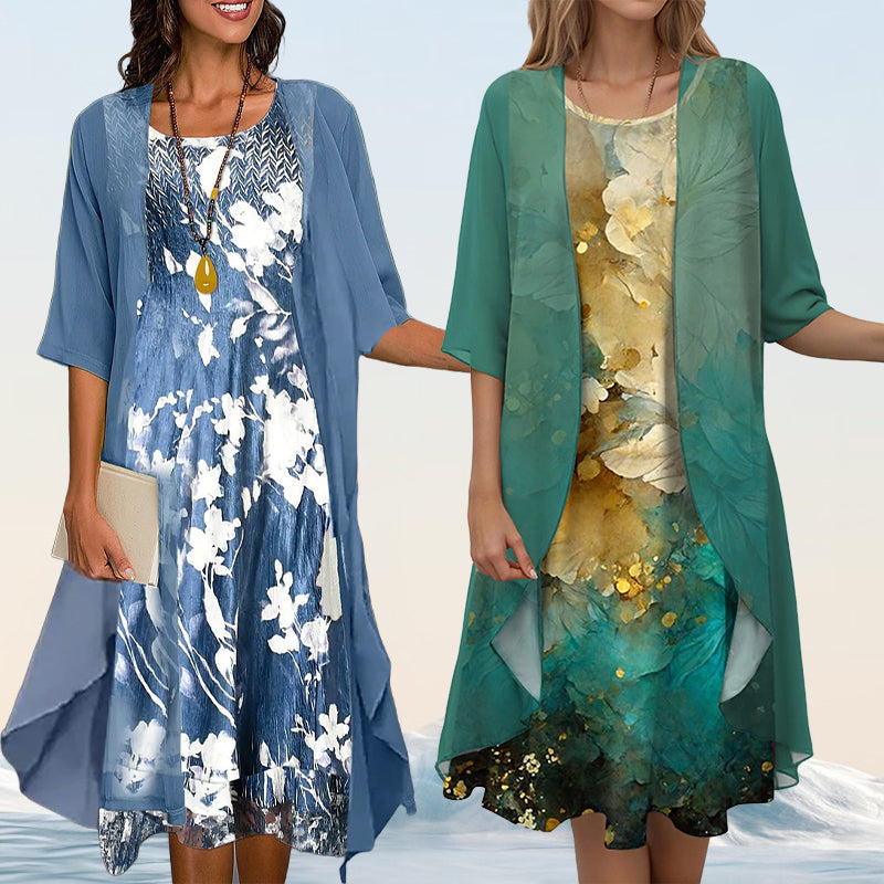 Lila™ | Two Piece Floral Chiffon Dress Set