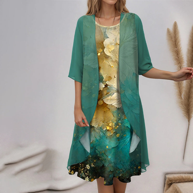 Lila™ | Two Piece Floral Chiffon Dress Set